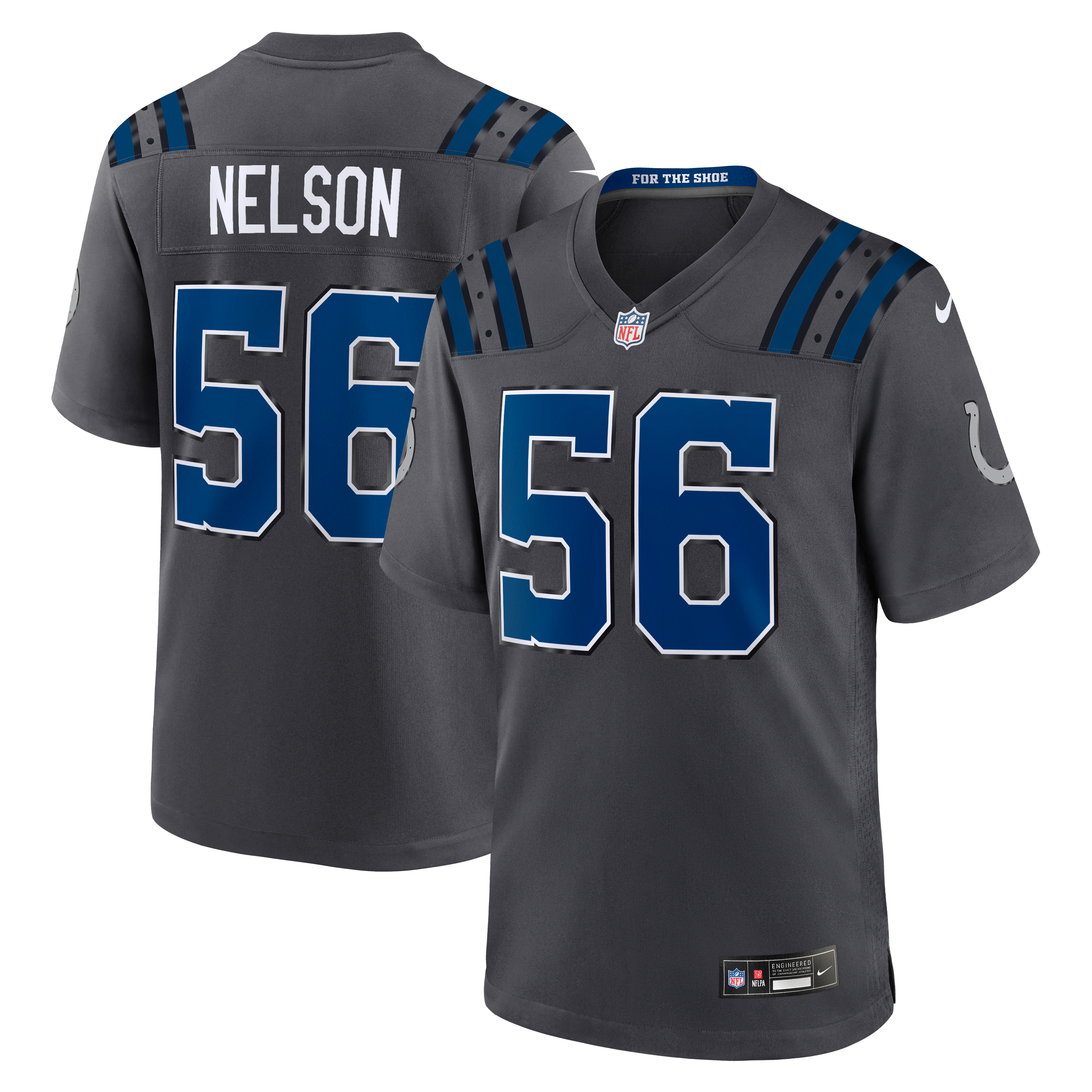 Men's Indianapolis Colts Quenton Nelson Anthracite 2026 Rivalries Collection Game Jersey
