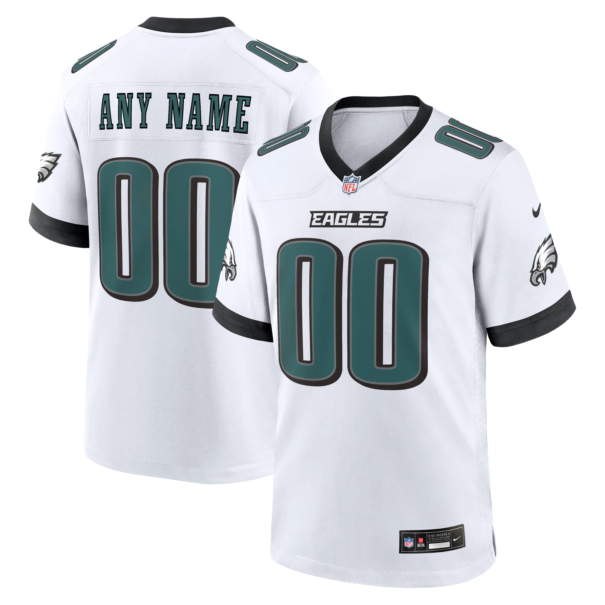 Men's Philadelphia Eagles White White Custom Game Jersey