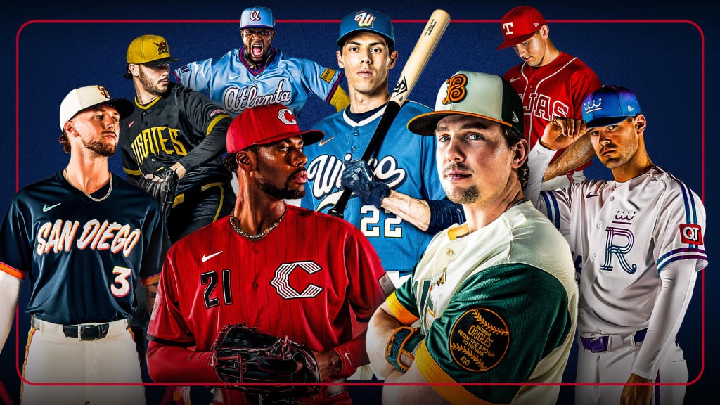 Eight MLB players wearing 2026 City Connect jerseys