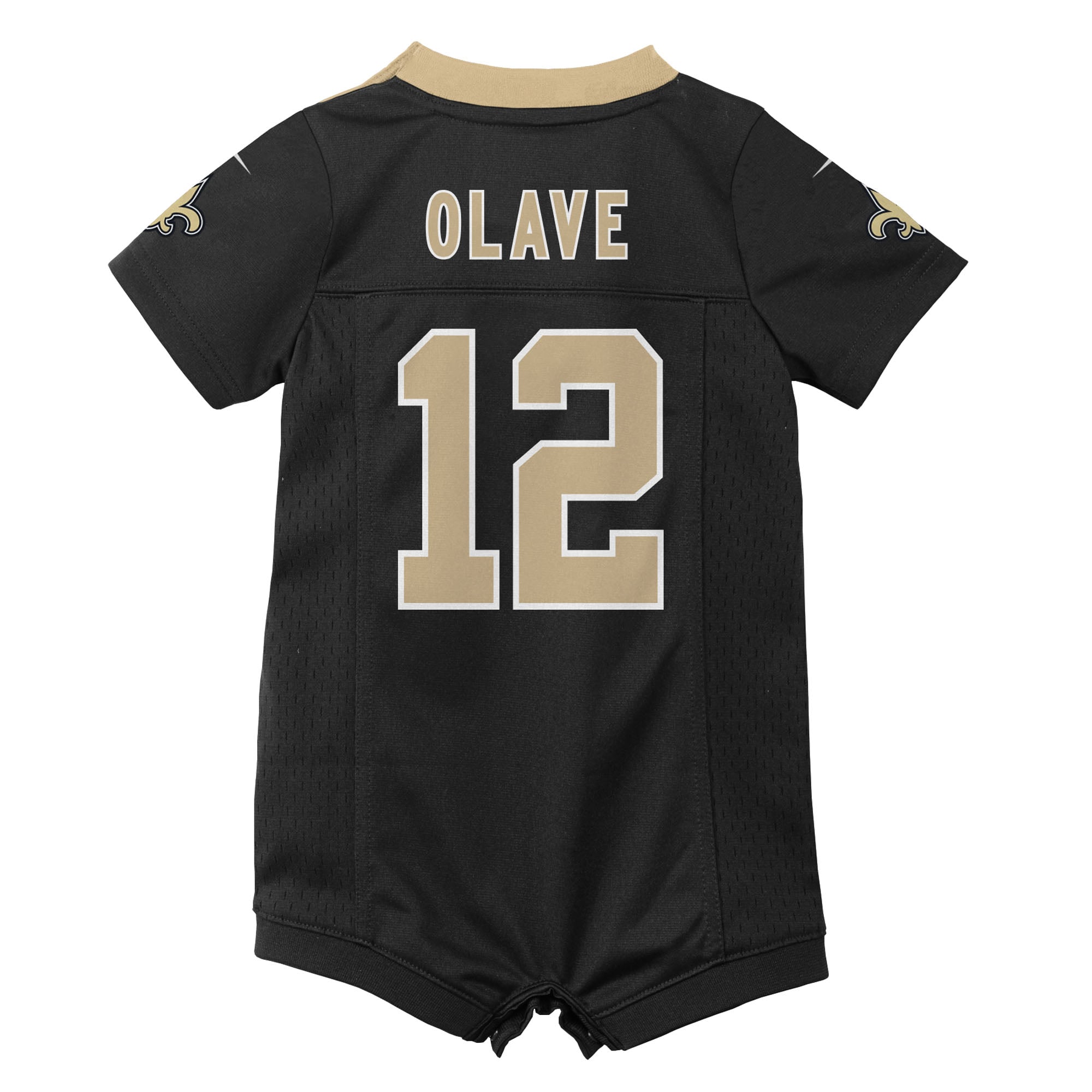 Newborn New Orleans Saints Chris Olave Black Romper Game Jersey