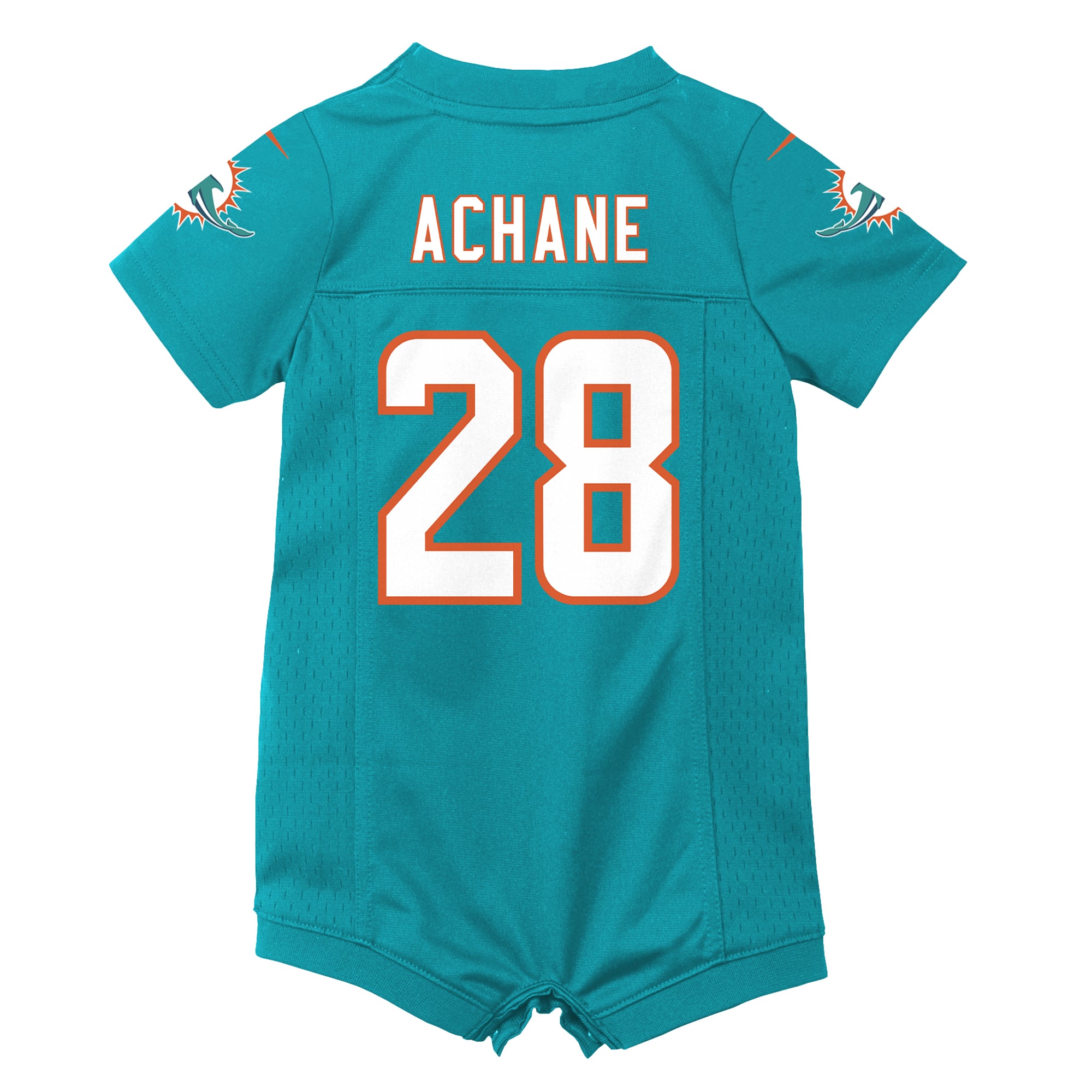 Newborn Miami Dolphins De’Von Achane Aqua Romper Game Jersey