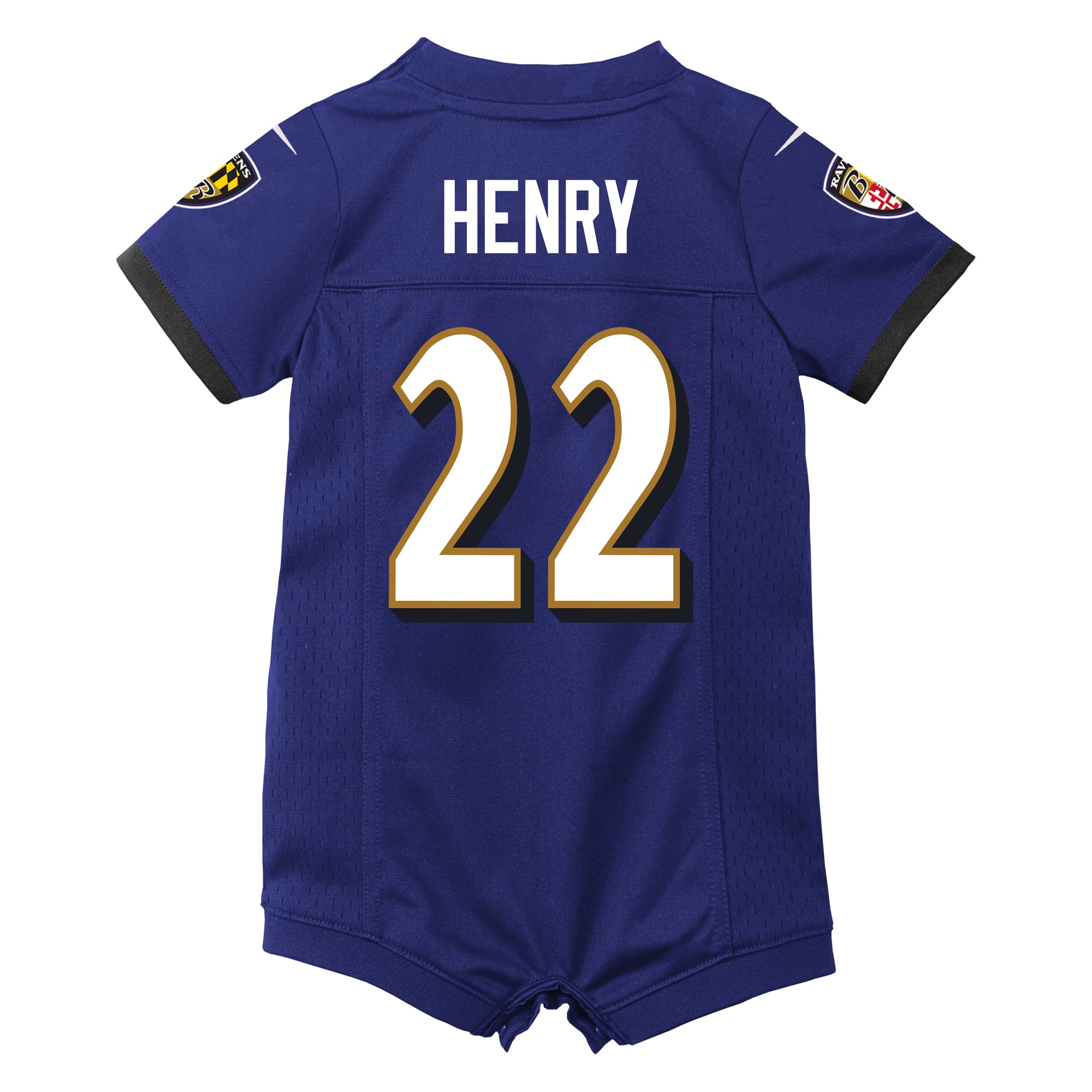 Newborn Baltimore Ravens Derrick Henry Purple Romper Game Jersey
