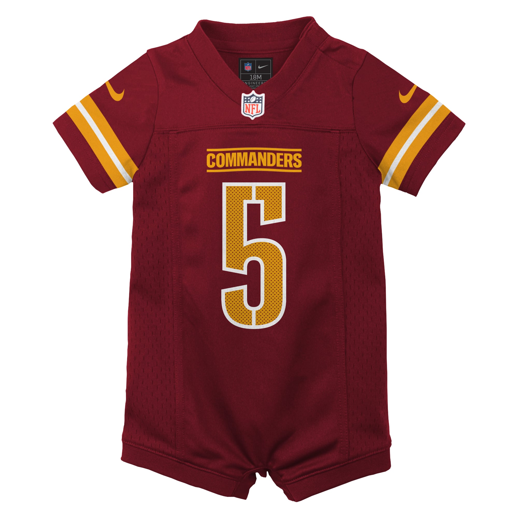 Newborn Washington Commanders Jayden Daniels Burgundy Romper Game Jersey