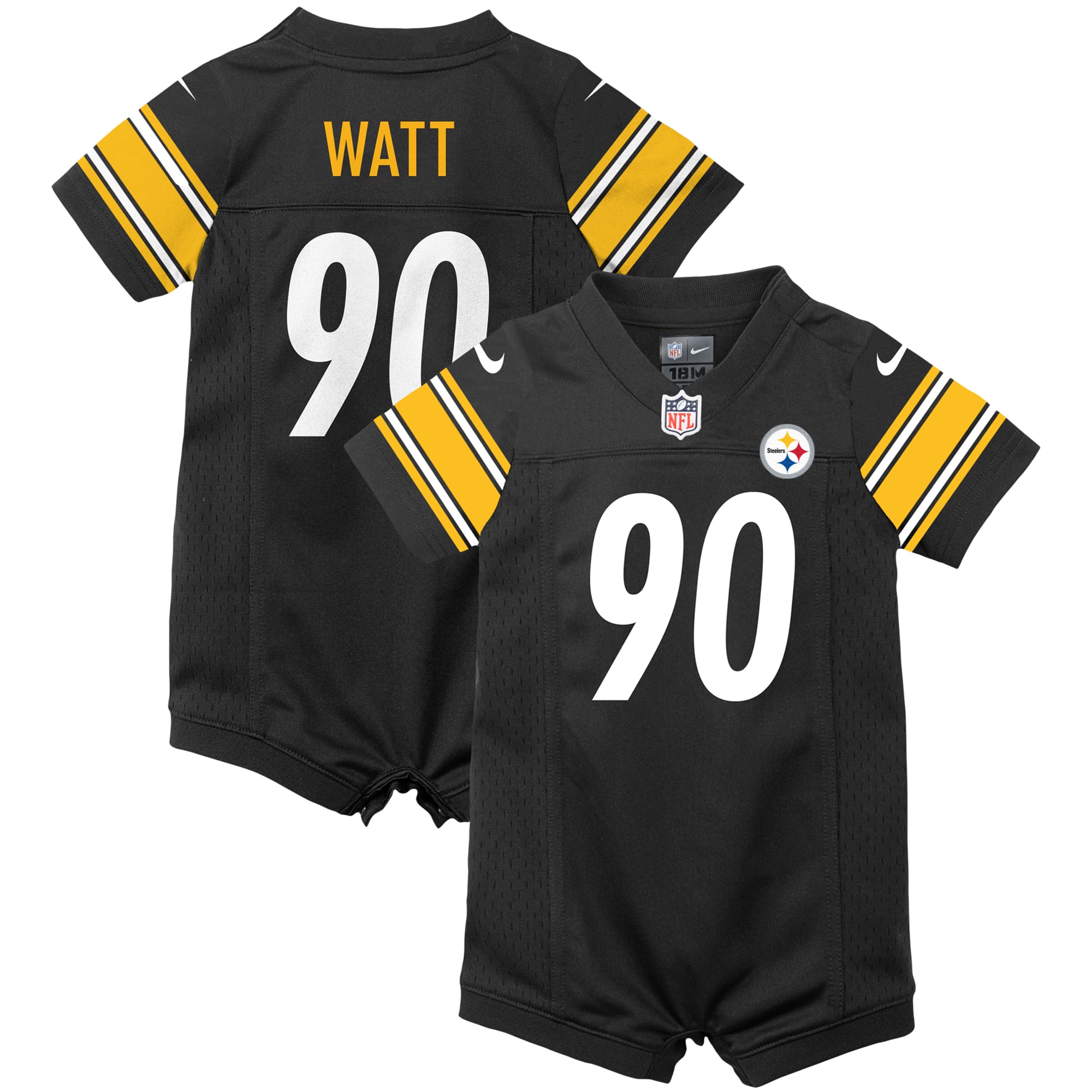 Newborn Pittsburgh Steelers T.J. Watt Black Romper Game Jersey