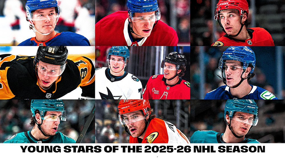 Grid of young NHL players wearing fan jerseys