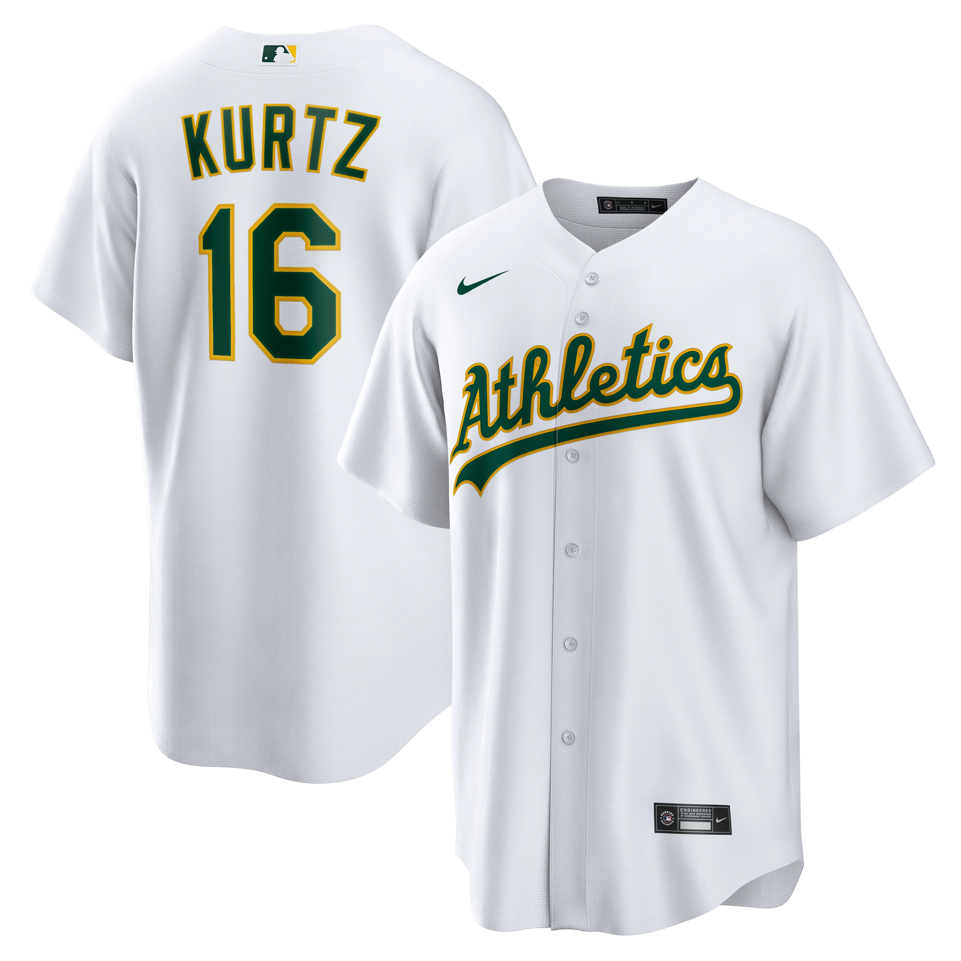 Nick Kurtz Athletics Home Replica Player Jersey - White