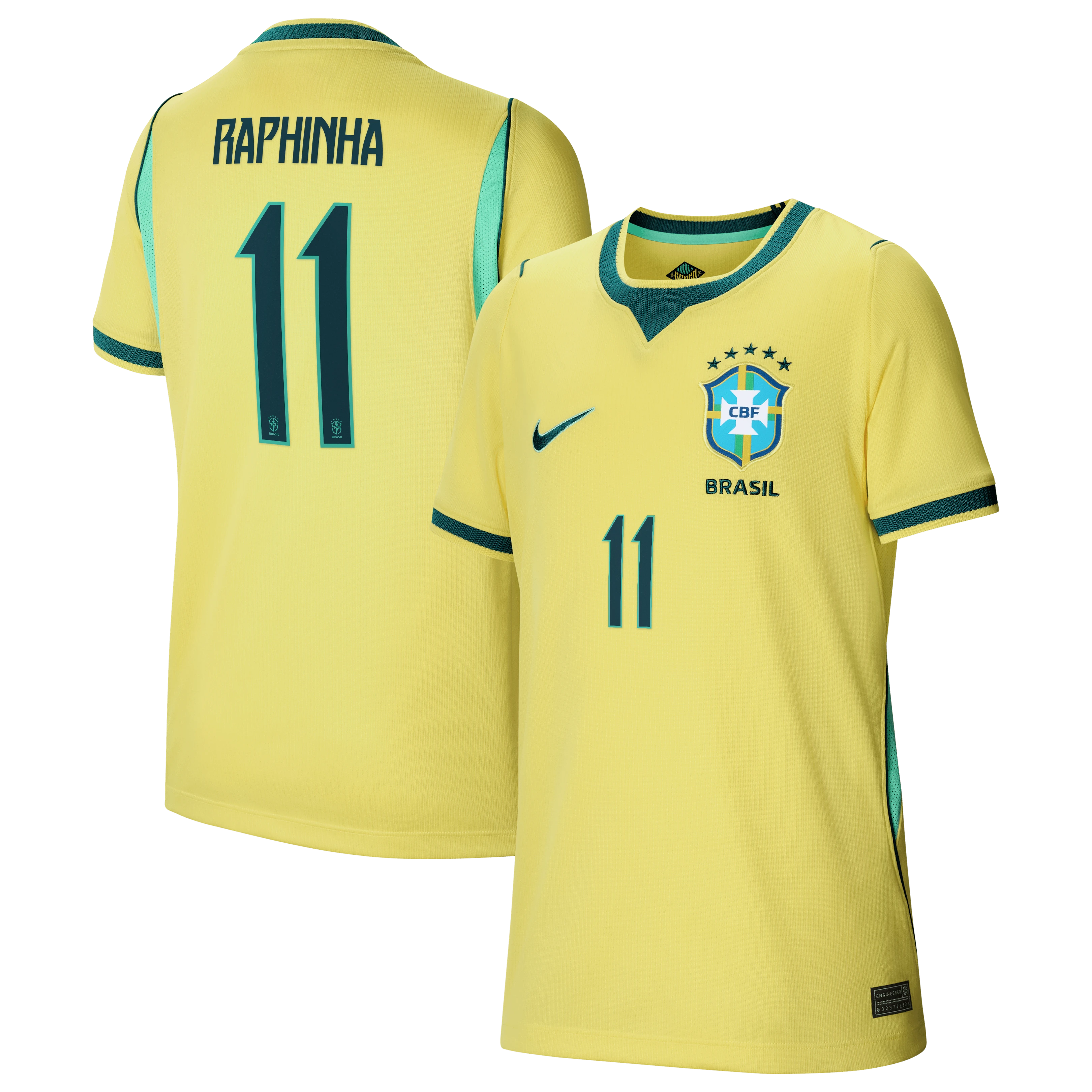 Raphinha Brazil National Team Youth 2026 Home Stadium Replica Jersey - Yellow