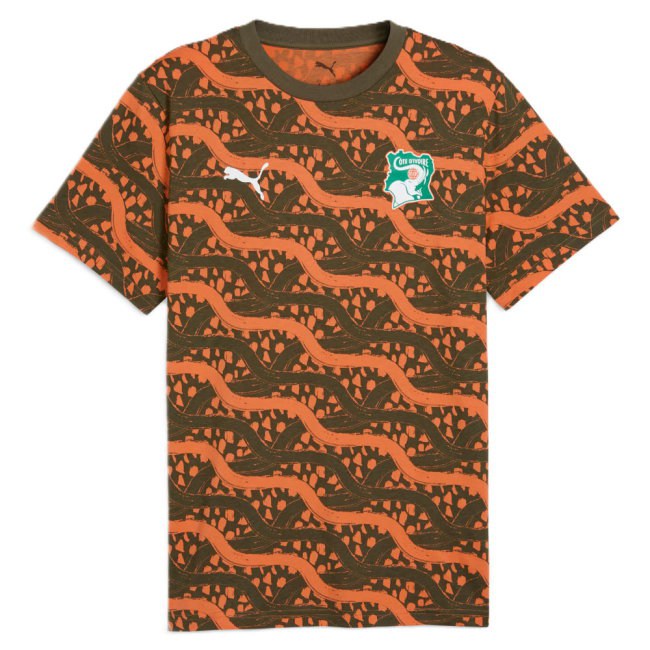 2026-2027 Ivory Coast FtblCulture Tee AOP (Black) (Zaha 9) — Shop Online