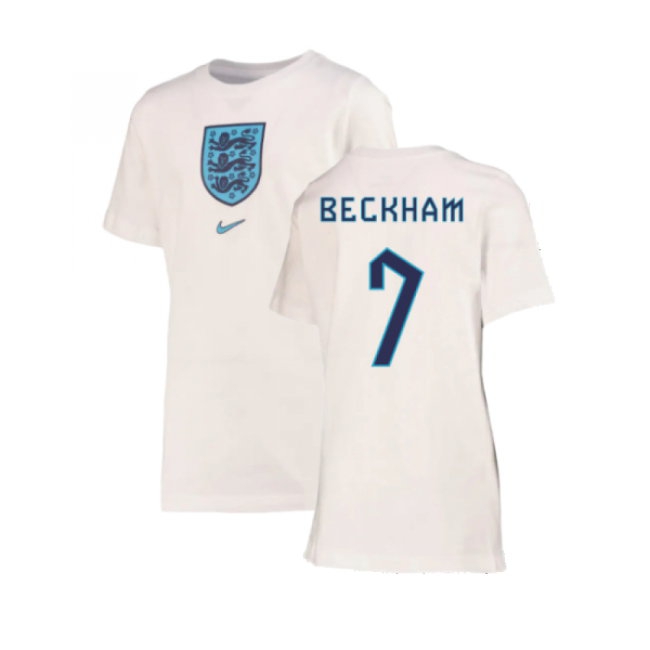 2022-2023 England Crest Tee (White) - Kids (Beckham 7) — Buy Online