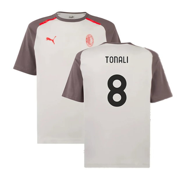 2023-2024 AC Milan Casuals Tee (Light Grey) (Tonali 8) — Shop Online