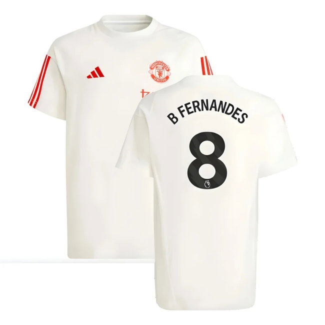 2023-2024 Man Utd Training Tee (White) - Kids (B Fernandes 8) — Buy Online
