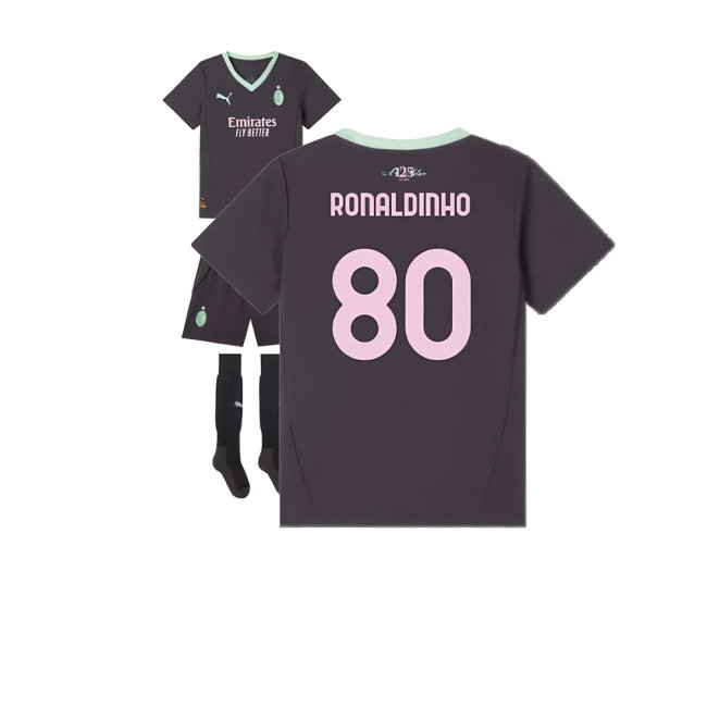 2024-2025 AC Milan Third Mini Kit (Ronaldinho 80) — Buy Now
