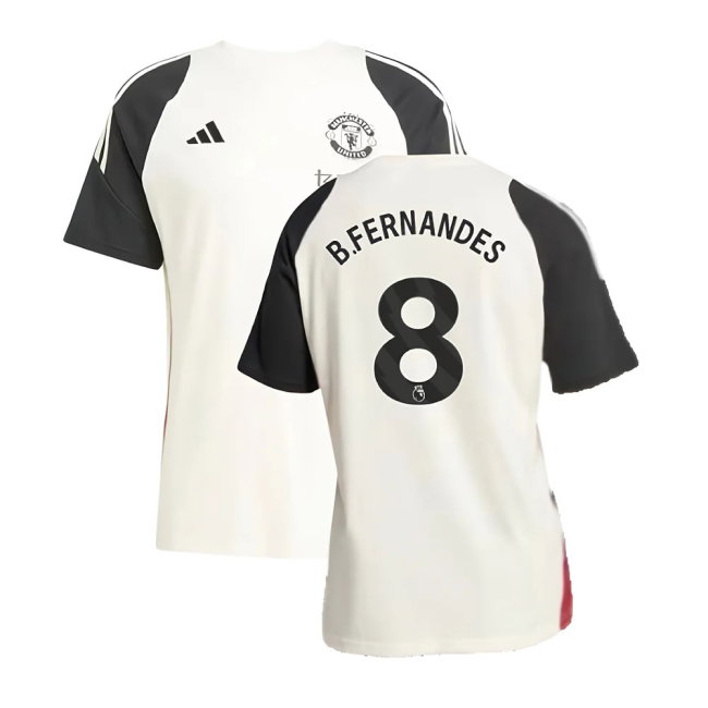 2024-2025 Man Utd Training Tee (Off White) (B.Fernandes 8) — Shop Online