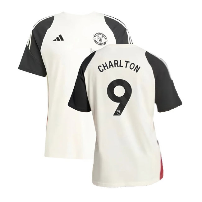 2024-2025 Man Utd Training Tee (Off White) (Charlton 9) — Buy Online