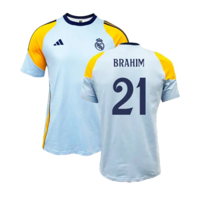 2024-2025 Real Madrid Training Tee (Glow Blue) (Brahim 21) — Buy Online