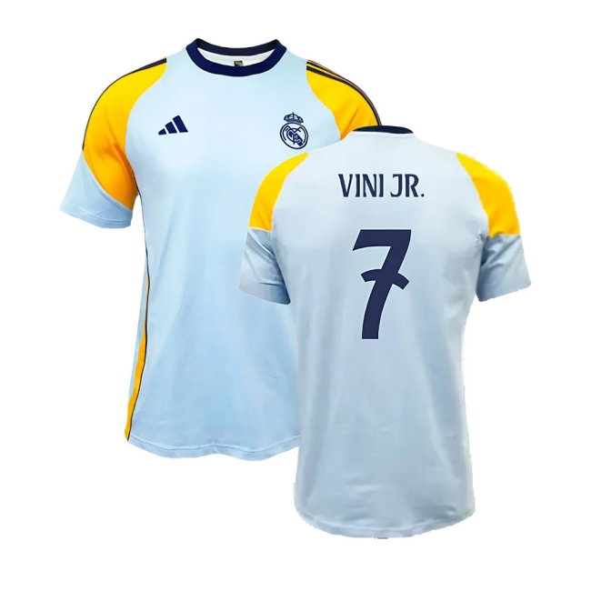 2024-2025 Real Madrid Training Tee (Glow Blue) (Vini Jr. 7) — Buy Online