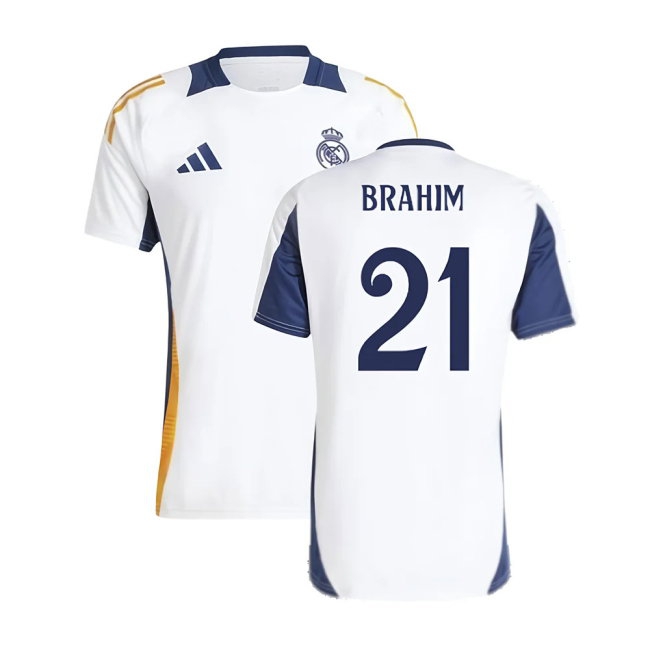 2024-2025 Real Madrid Training Tee (White) (Brahim 21) — Shop Online