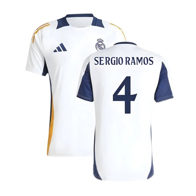 2024-2025 Real Madrid Training Tee (White) (Sergio Ramos 4) — Shop Online