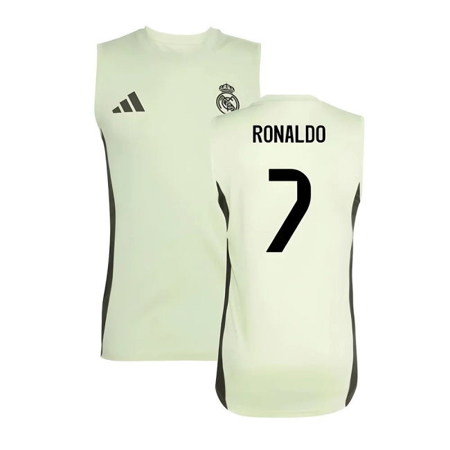 2025-2026 Real Madrid Sleeveless Training Jersey (Almost Lime) (Ronaldo 7) — Buy Now