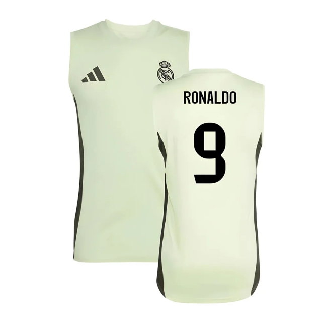 2025-2026 Real Madrid Sleeveless Training Jersey (Almost Lime) (Ronaldo 9) — Buy Online