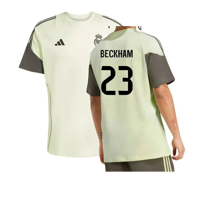 2025-2026 Real Madrid Training Tee (Almost Lime) (Beckham 23) — Buy Online