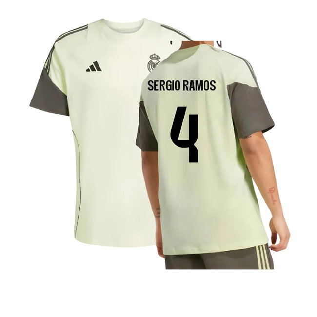 2025-2026 Real Madrid Training Tee (Almost Lime) (Sergio Ramos 4) — Shop Online