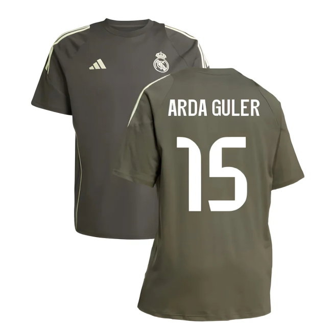 2025-2026 Real Madrid Training Tee (Utility Grey) (Arda Guler 15) — Buy Now