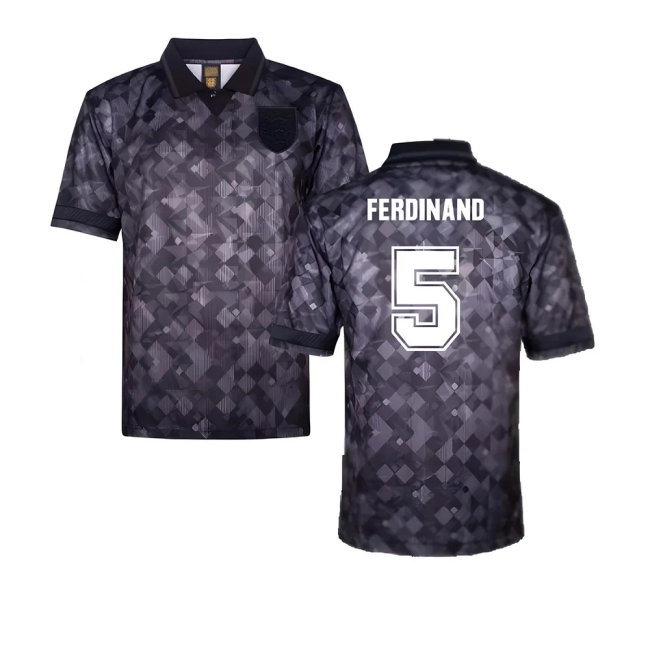 England 1990 Black Out Retro Football Shirt (Ferdinand 5) — Shop Now
