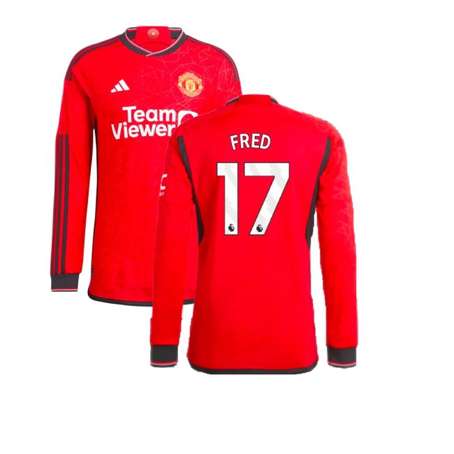 2023-2024 Man Utd Long Sleeve Home Shirt (Fred 17) — Buy Online