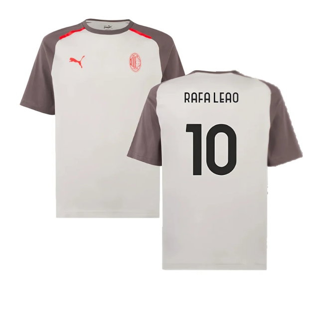 2023-2024 AC Milan Casuals Tee (Light Grey) (Rafa Leao 10) — Buy Online