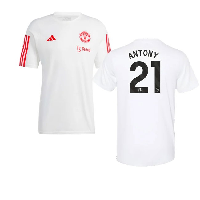 2023-2024 Man Utd Training Tee (White) (Antony 21) — Buy Online
