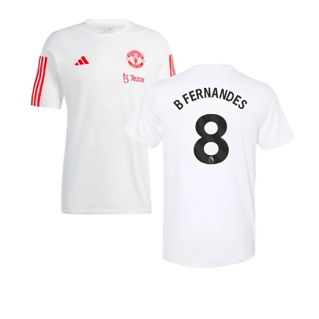 2023-2024 Man Utd Training Tee (White) (B Fernandes 8) — Buy Online