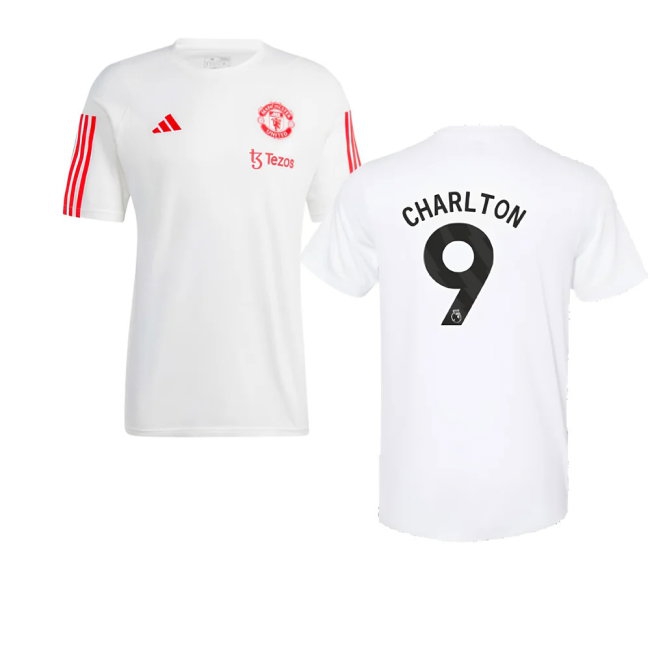 2023-2024 Man Utd Training Tee (White) (Charlton 9) — Buy Now