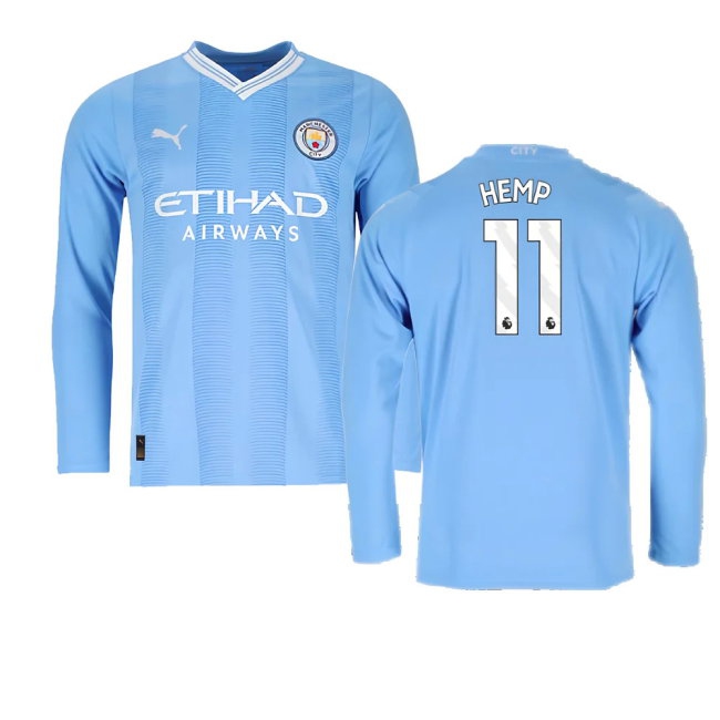 2023-2024 Man City Long Sleeve Home Shirt (Hemp 11) — Shop Now