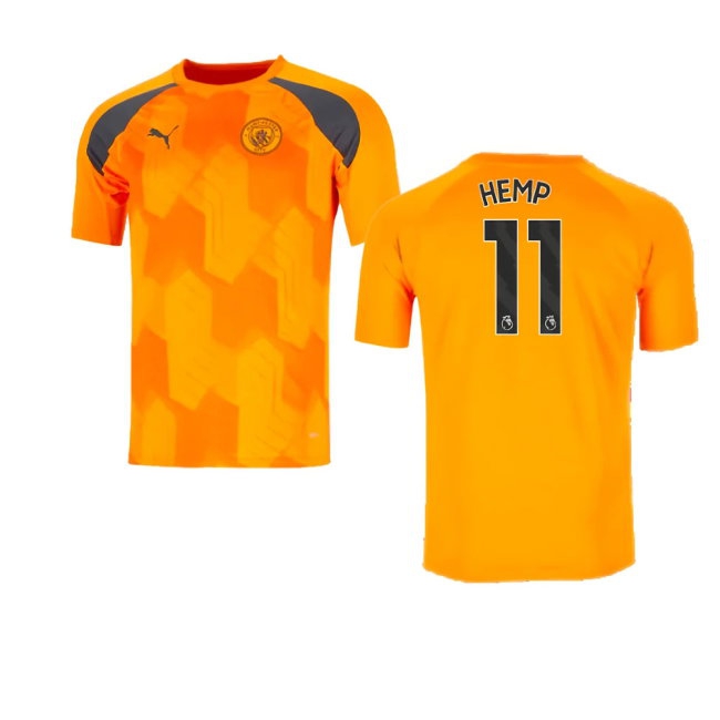 2023-2024 Man City Pre-Match Jersey (Orange) (Hemp 11) — Shop Online