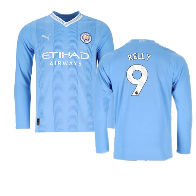 2023-2024 Man City Long Sleeve Home Shirt (Kelly 9) — Shop Now