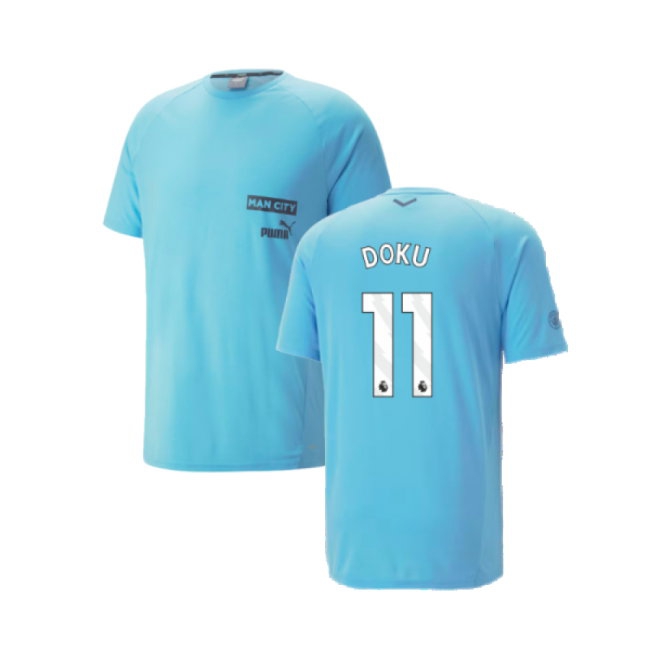 2023-2024 Man City Casuals Tee (Blue Wash) - Kids (Doku 11) — Shop Now