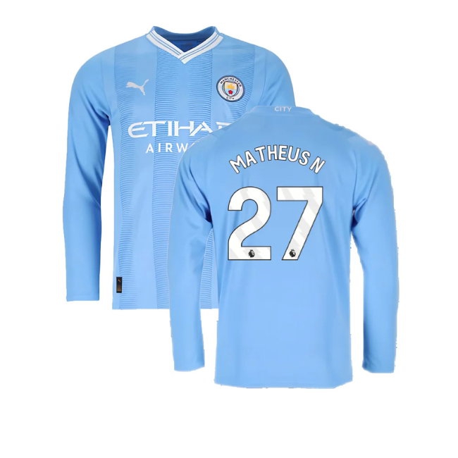 2023-2024 Man City Long Sleeve Home Shirt (Matheus N 27) — Shop Now