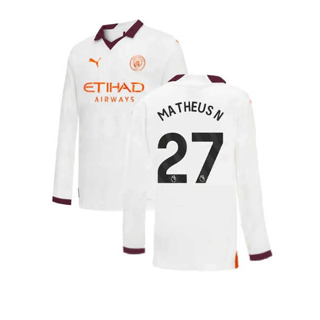 2023-2024 Man City Long Sleeve Away Shirt (Kids) (Matheus N 27) — Shop Online