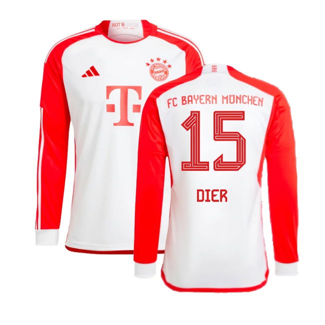 2023-2024 Bayern Munich Long Sleeve Home Shirt (Kids) (Dier 15) — Buy Online