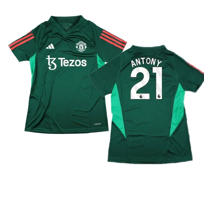 2023-2024 Man Utd Training Shirt (Green) - Ladies (Antony 21) — Shop Online