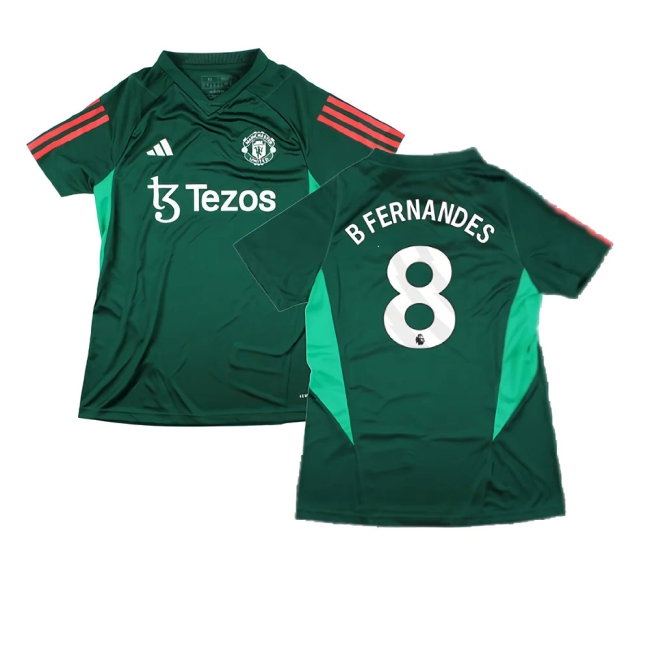 2023-2024 Man Utd Training Shirt (Green) - Ladies (B Fernandes 8) — Buy Now
