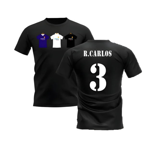 Real Madrid 2002-2003 Retro Shirt T-shirt (Black) (R.CARLOS 3) — Buy Now
