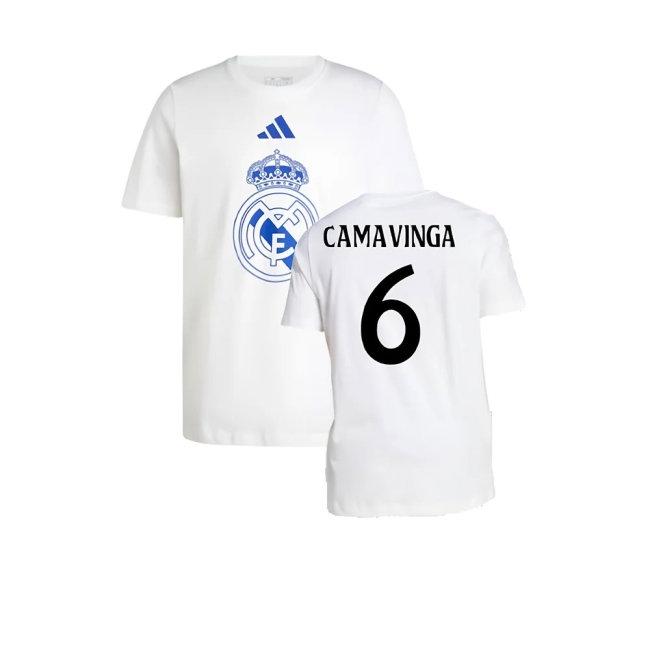 2024-2025 Real Madrid DNA Graphic Tee (White) (Camavinga 6) — Buy Now