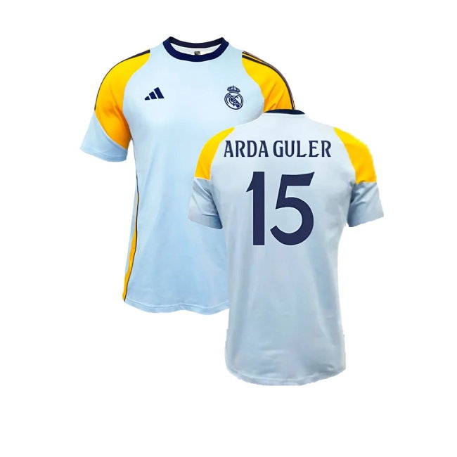 2024-2025 Real Madrid Training Tee (Glow Blue) (Arda Guler 15) — Shop Online