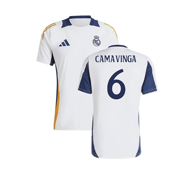 2024-2025 Real Madrid Training Shirt (White) (Camavinga 6) — Shop Now