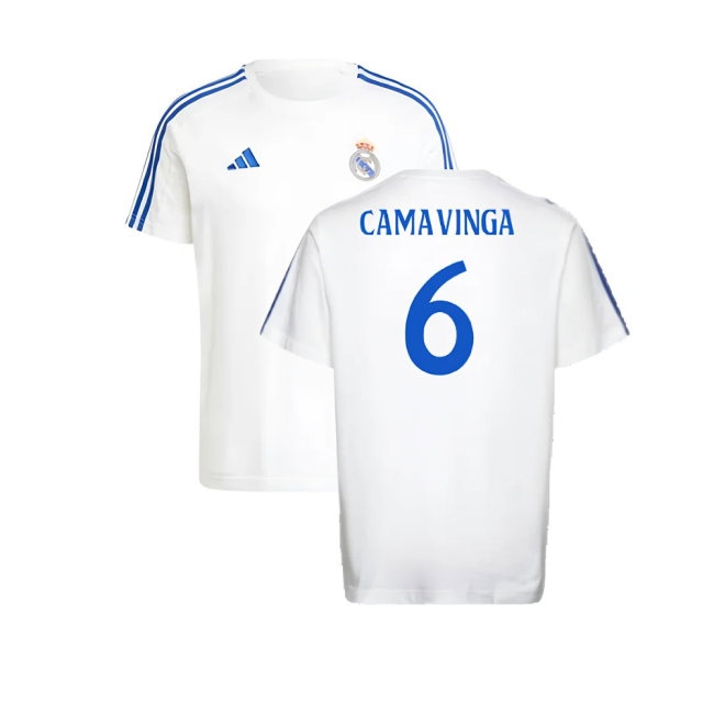 2024-2025 Real Madrid DNA Tee (White) (Camavinga 6) — Shop Now