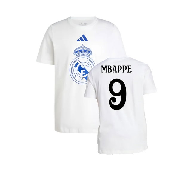 2024-2025 Real Madrid DNA Graphic Tee (White) (Mbappe 9) — Buy Now