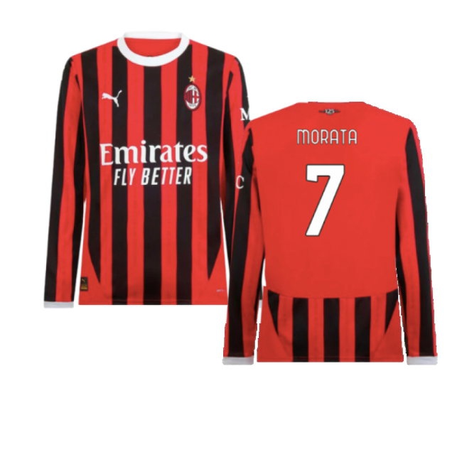 2024-2025 AC Milan Home Long Sleeve Shirt (Morata 7) — Buy Online
