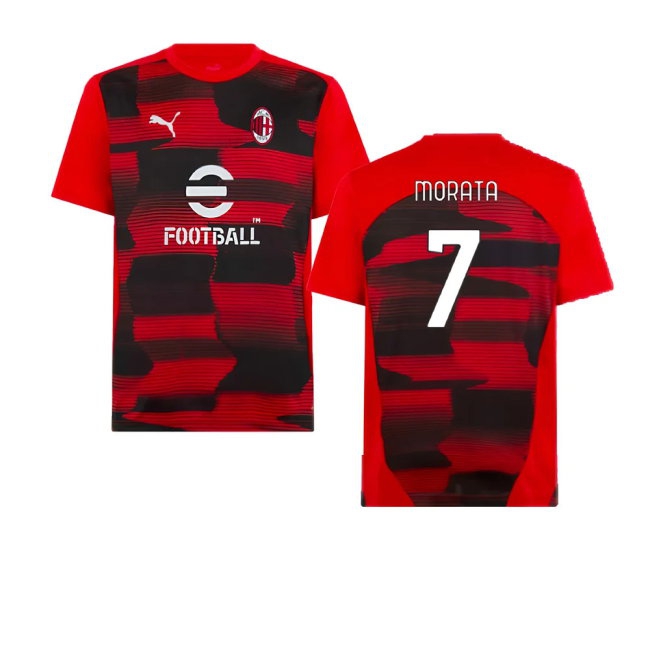 2024-2025 AC Milan Prematch SS Shirt (Red) (Morata 7) — Shop Online